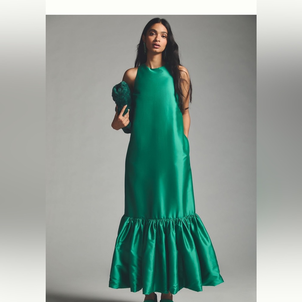Anthropologie Green Bubble Maxi Dress NWT